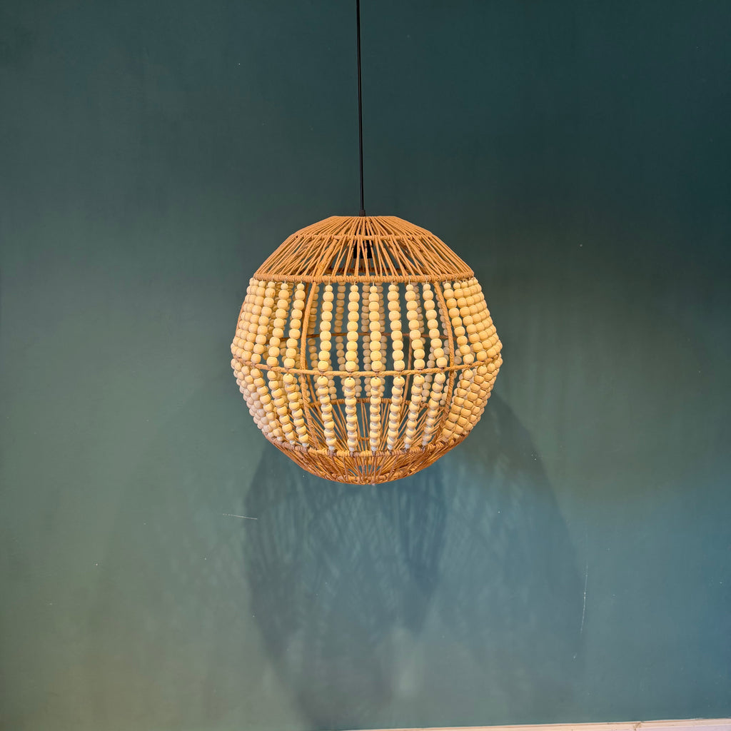 Aura - Lámpara Colgante de Kraft & Cuentas de Madera