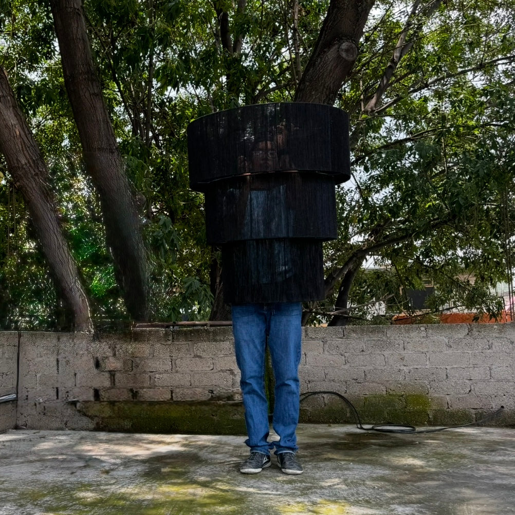 Tan - Lámpara colgante Yute Negro