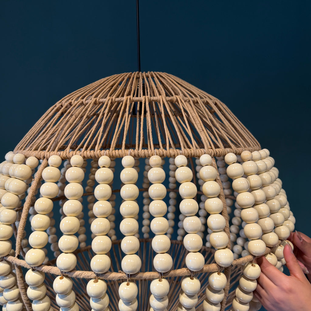 Aura - Lámpara Colgante de Kraft & Cuentas de Madera
