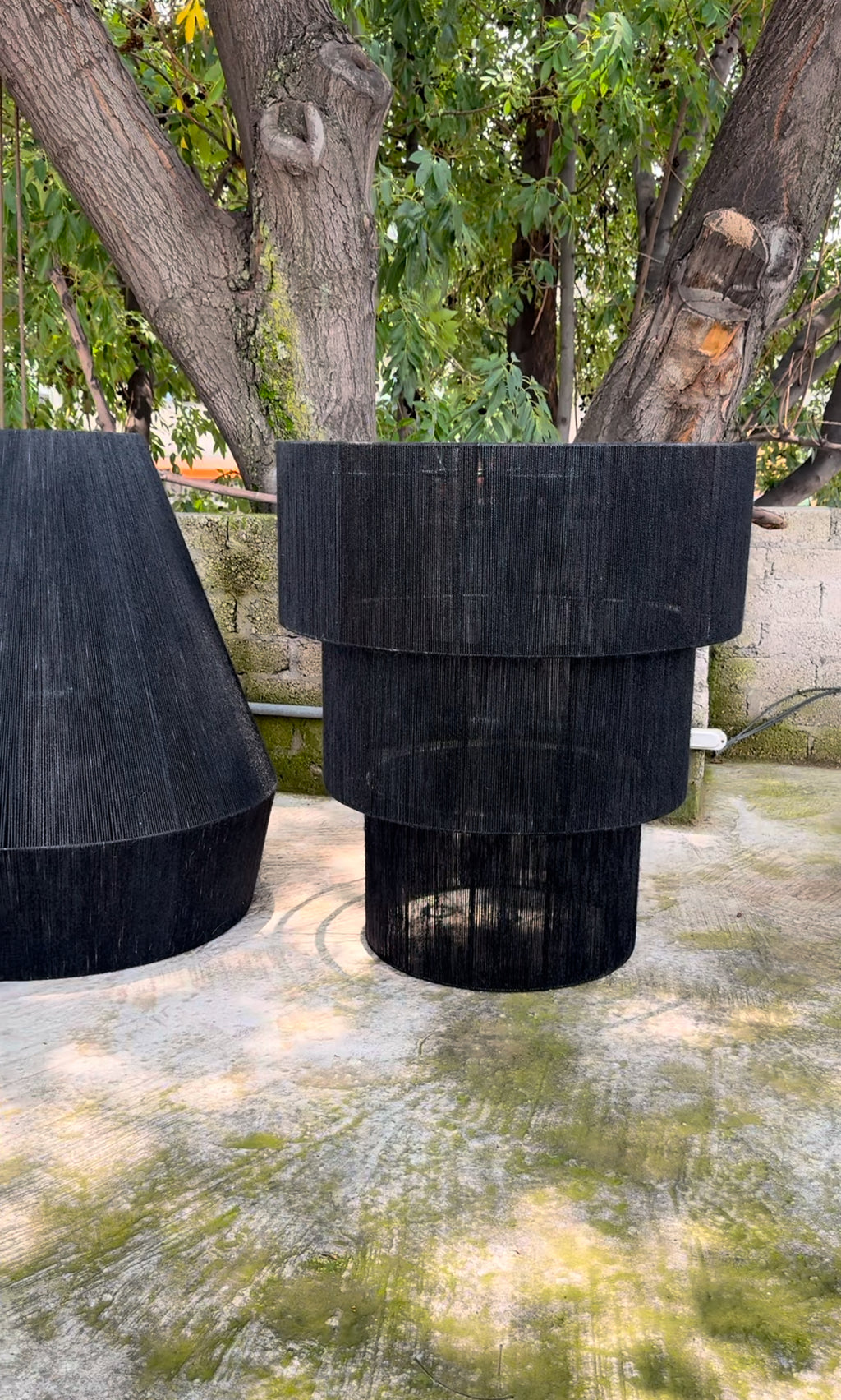 Tan - Lámpara colgante Yute Negro