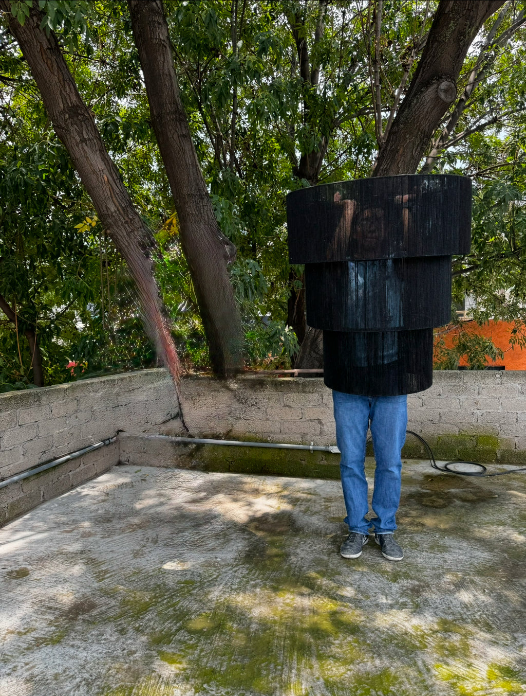 Tan - Lámpara colgante Yute Negro