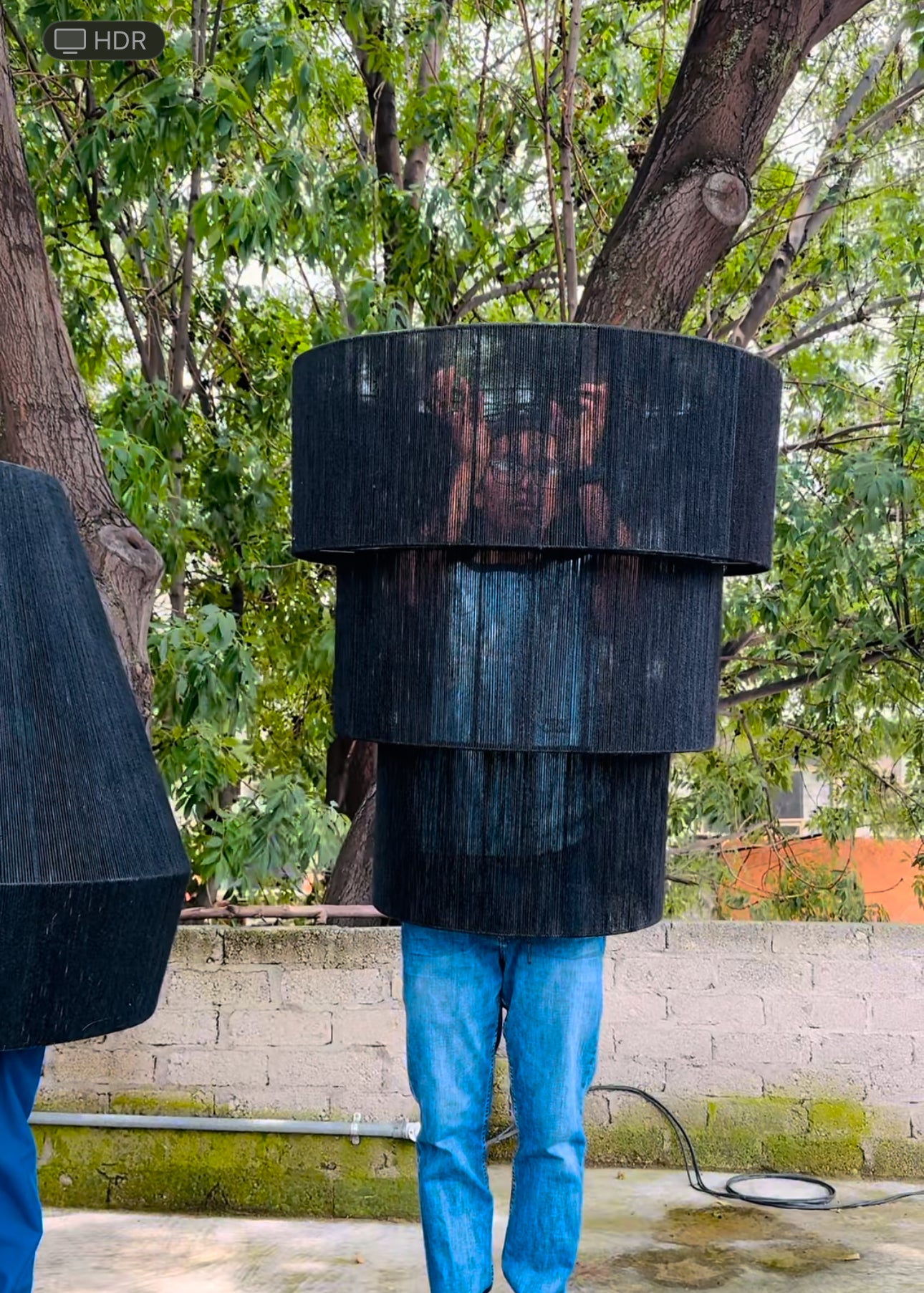 Tan - Lámpara colgante Yute Negro