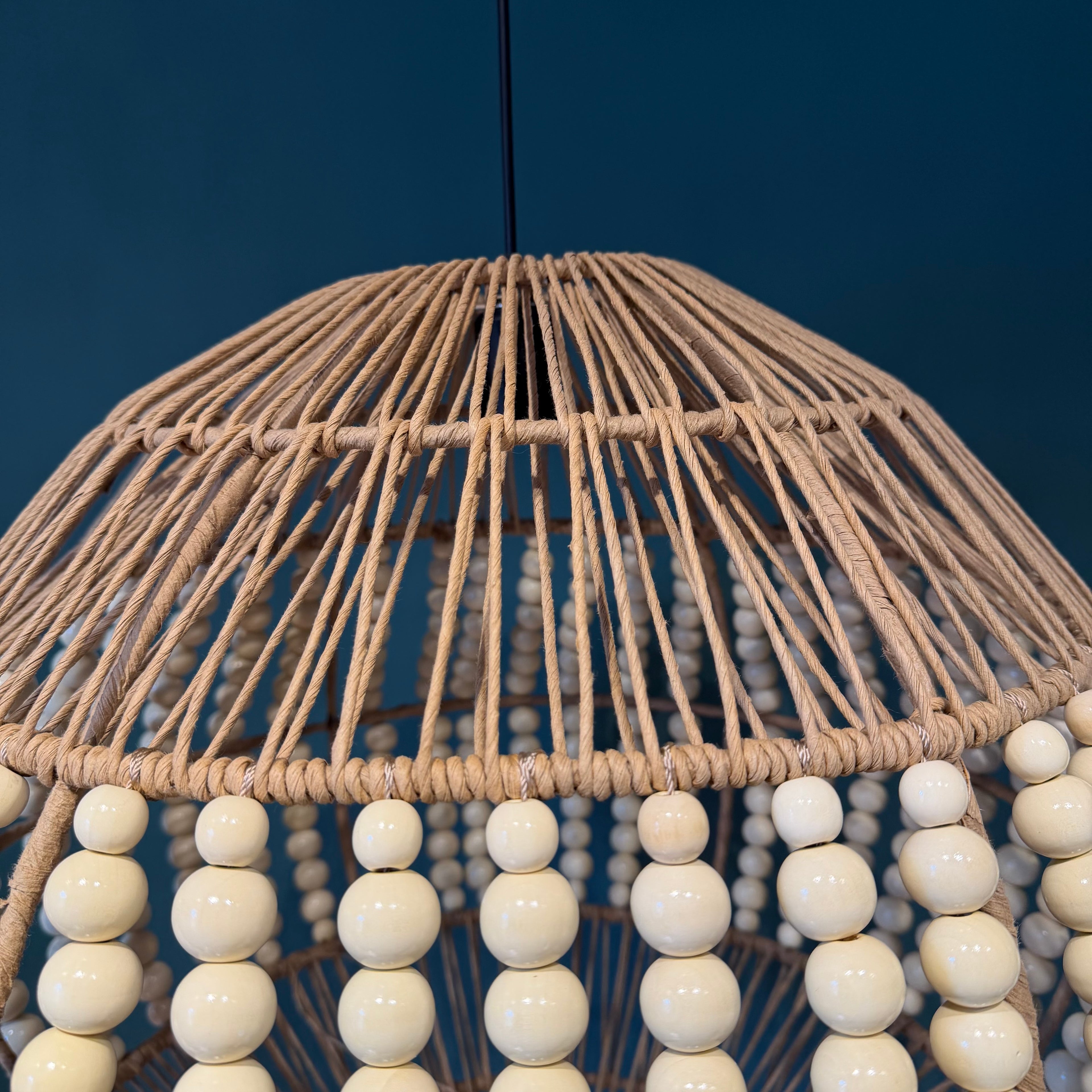 Aura - Lámpara Colgante de Kraft & Cuentas de Madera