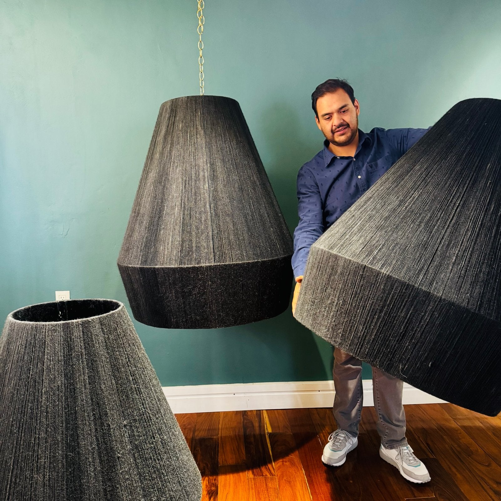 Lámpara Campana Jumbo (Yute Negro)