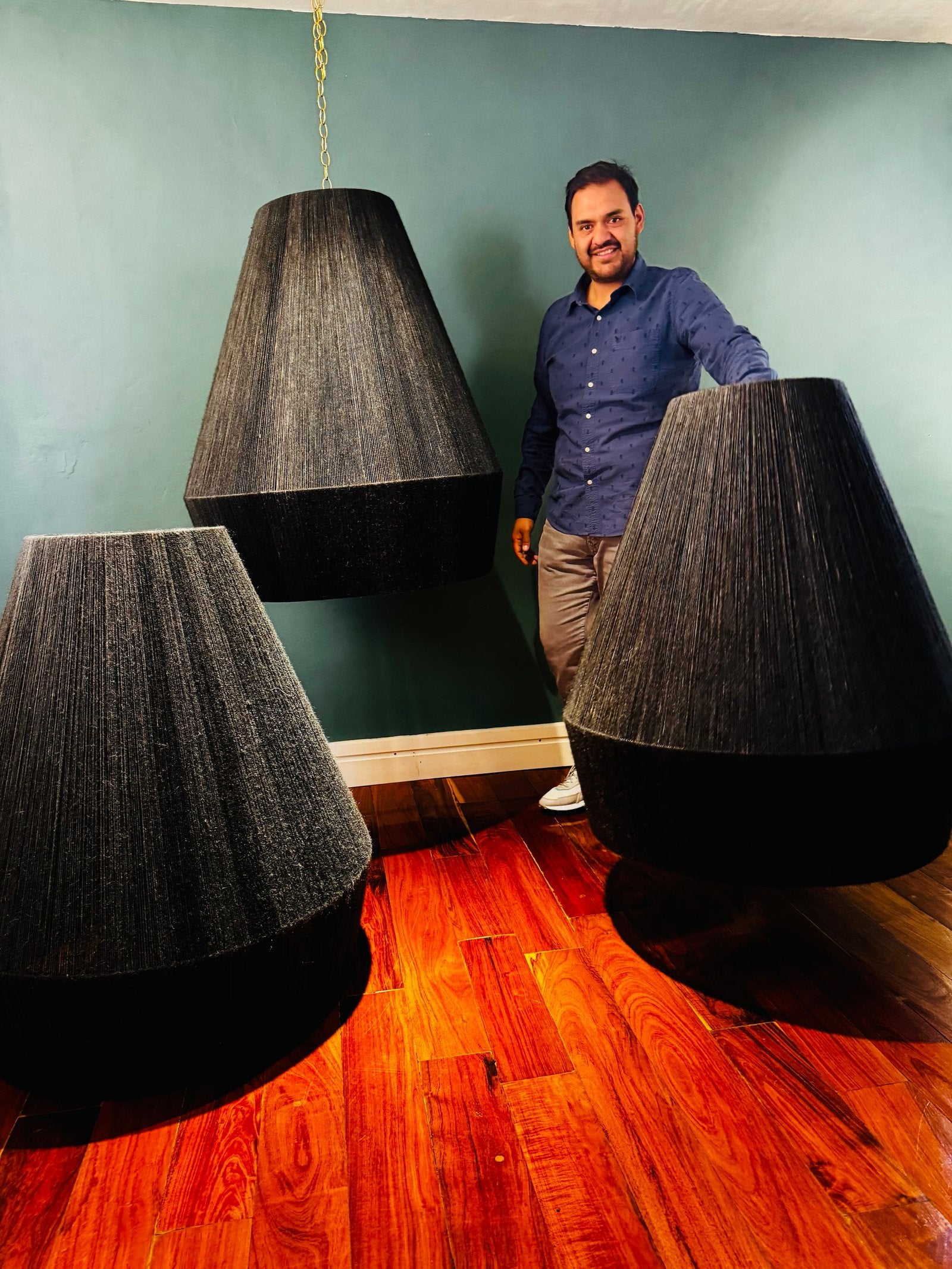 Lámpara Campana Jumbo (Yute Negro)