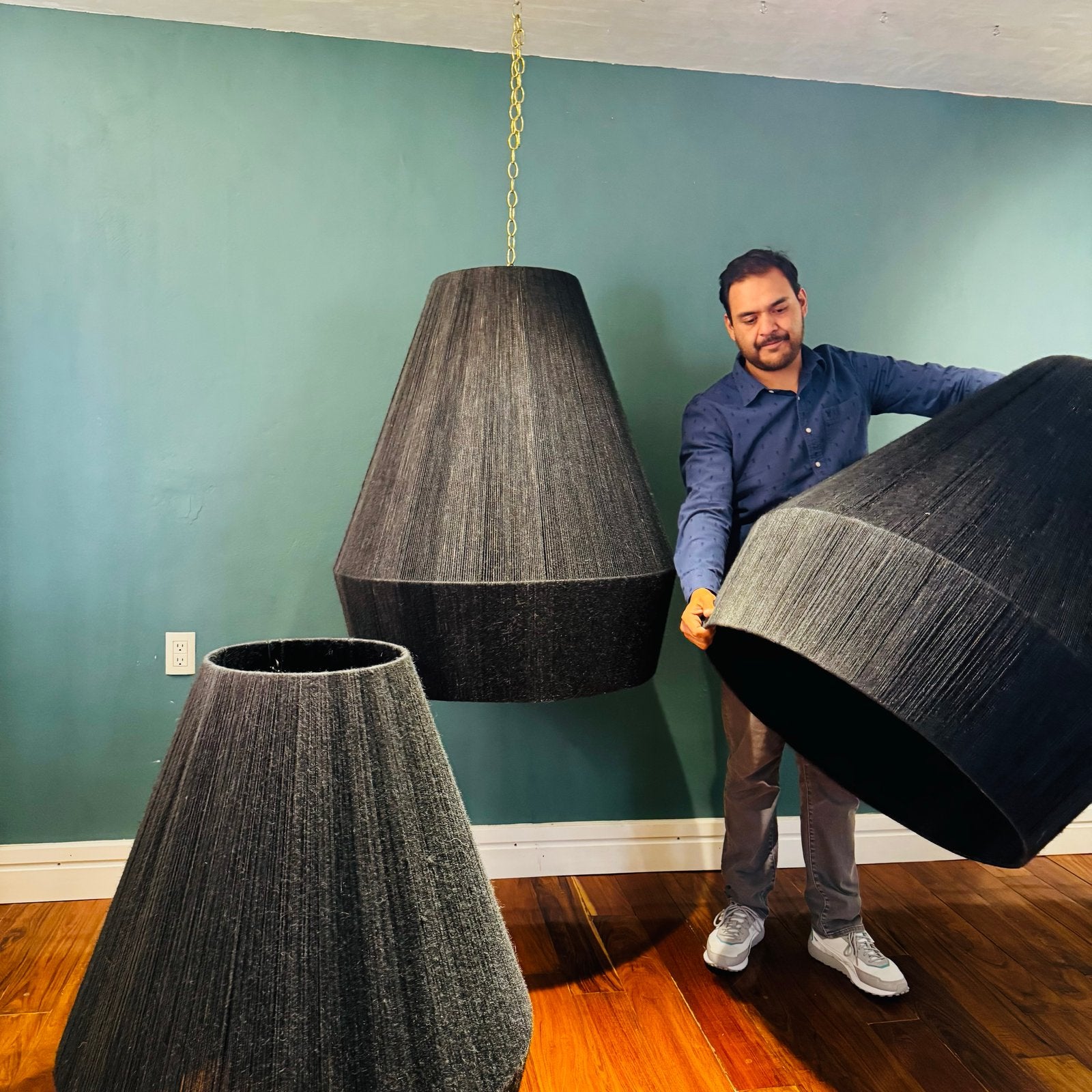 Lámpara Campana Jumbo (Yute Negro)